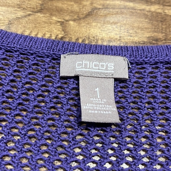 Chico’s purple knit style short sleeve top - Picture 5 of 8